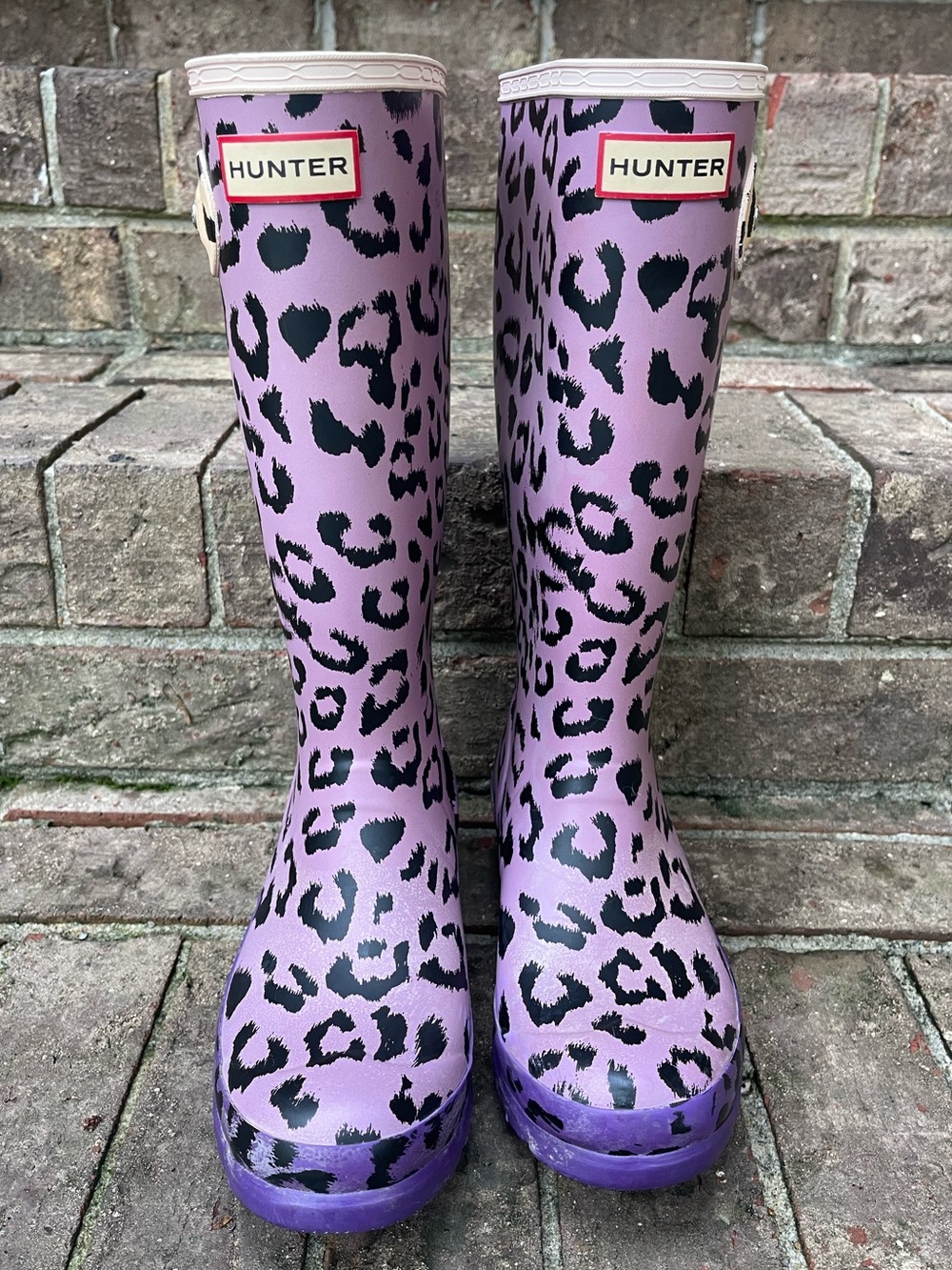 Hunter Original Kids Leopard Print Rain Boots Purple Hybrid Size US 5B/6G EU 37